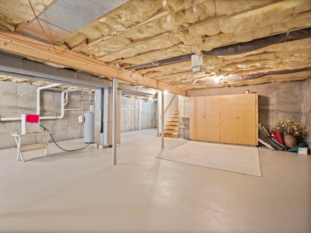 basement with water heater