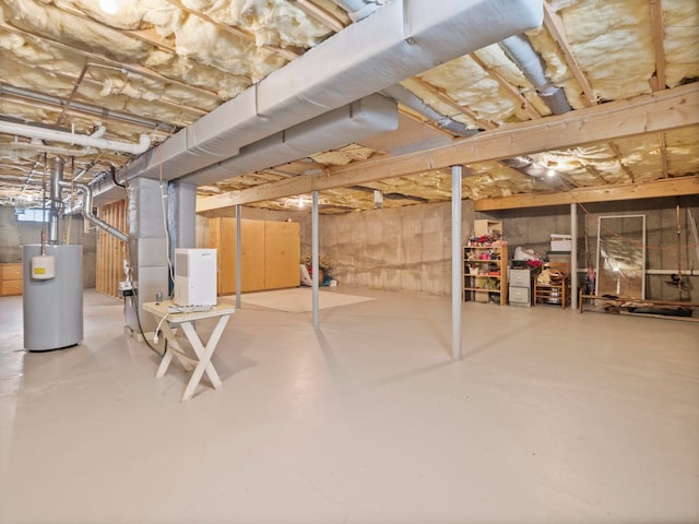 basement with water heater