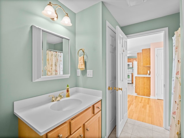 bathroom featuring vanity and tile patterned floors