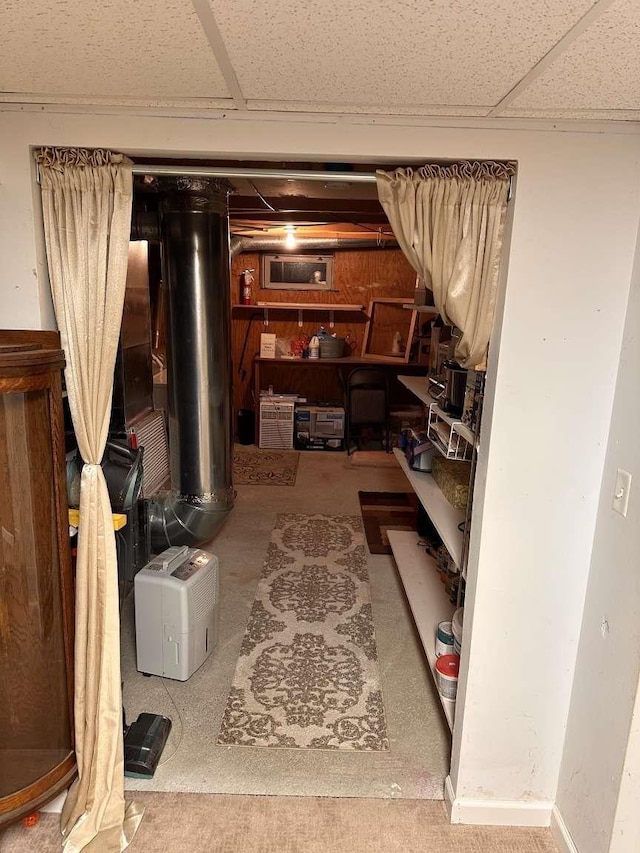 basement with a drop ceiling