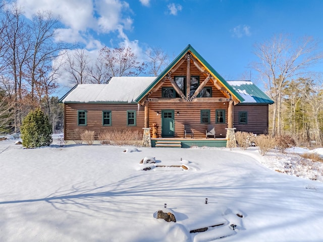 cabin with covered porch