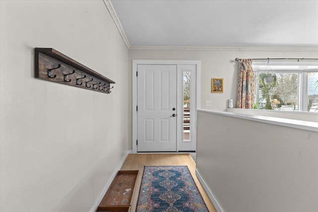 doorway to outside with light hardwood / wood-style flooring