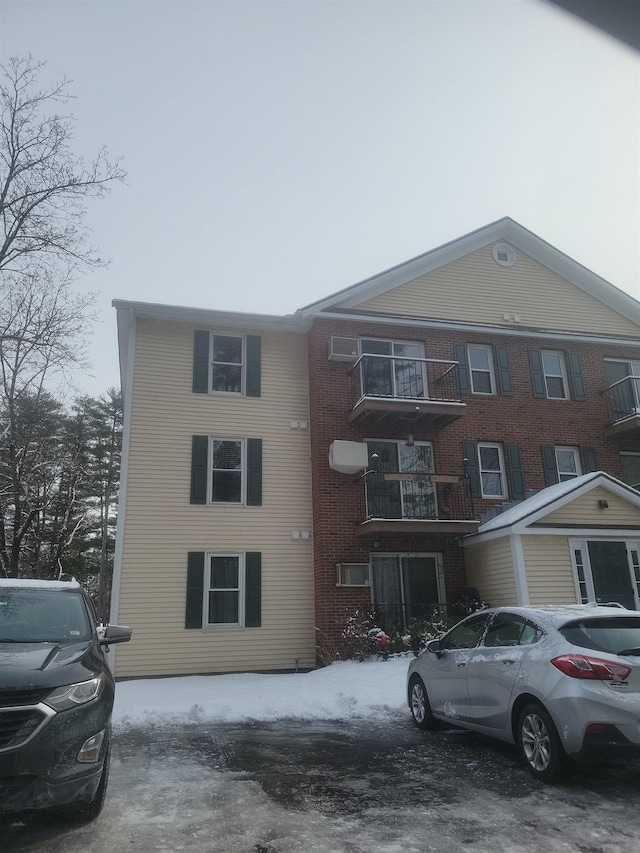 view of snow covered building