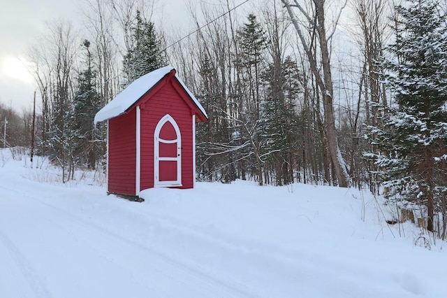 view of snow covered structure