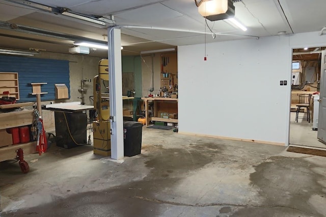 basement featuring a workshop area