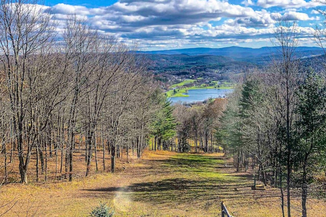 mountain view with a water view