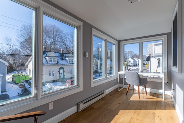 sunroom featuring baseboard heating