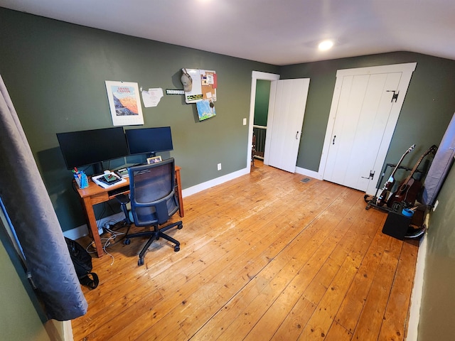 home office featuring light wood-type flooring