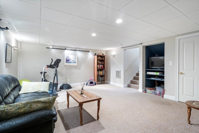 living room featuring carpet flooring