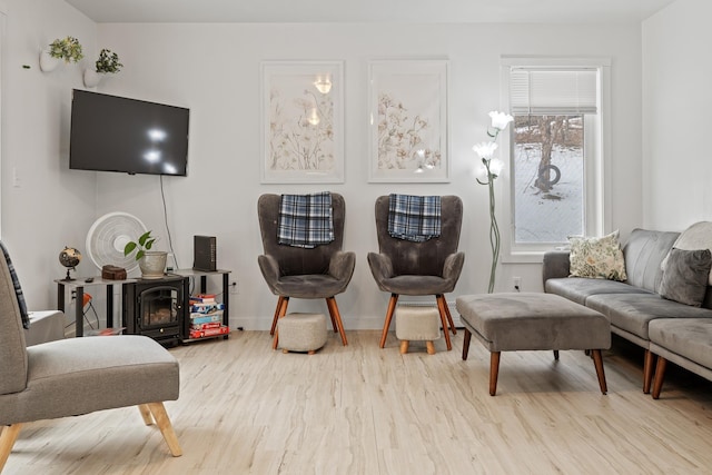 living room featuring light wood-type flooring