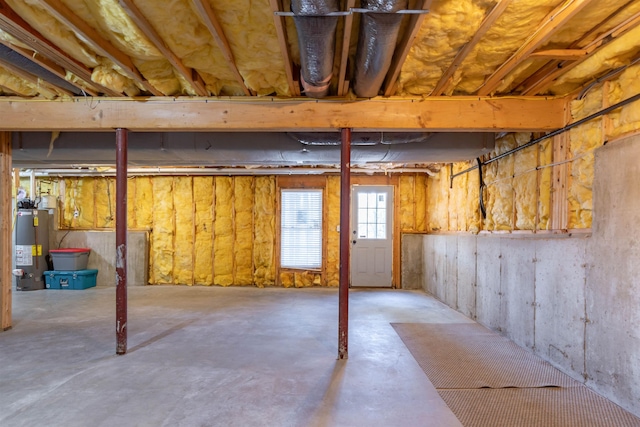 basement featuring water heater