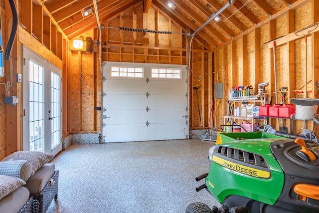 garage featuring french doors