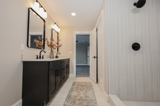 bathroom featuring vanity and tile patterned floors