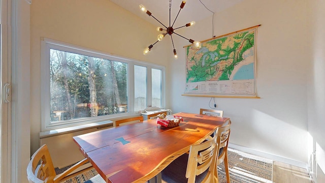 dining room featuring an inviting chandelier