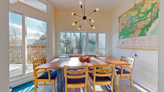 dining room featuring a chandelier