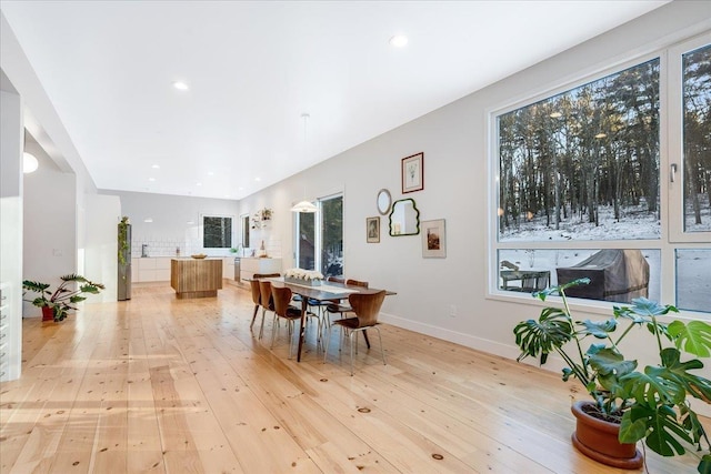 dining area featuring light hardwood / wood-style flooring