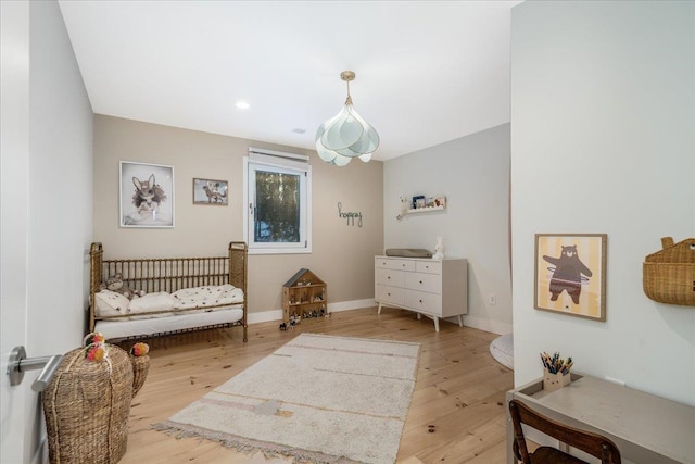 sitting room with light wood-type flooring