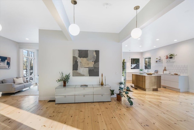 living room featuring light hardwood / wood-style floors