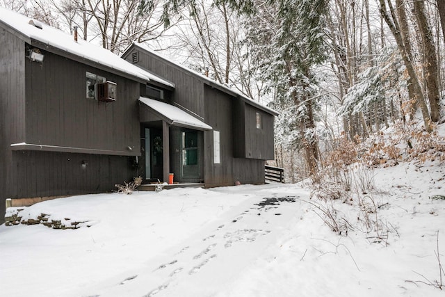 view of snowy exterior