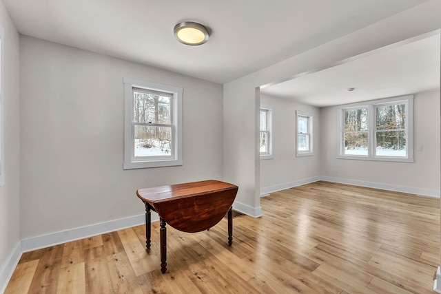 dining area featuring light wood-type flooring