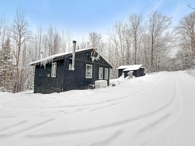 view of snowy exterior