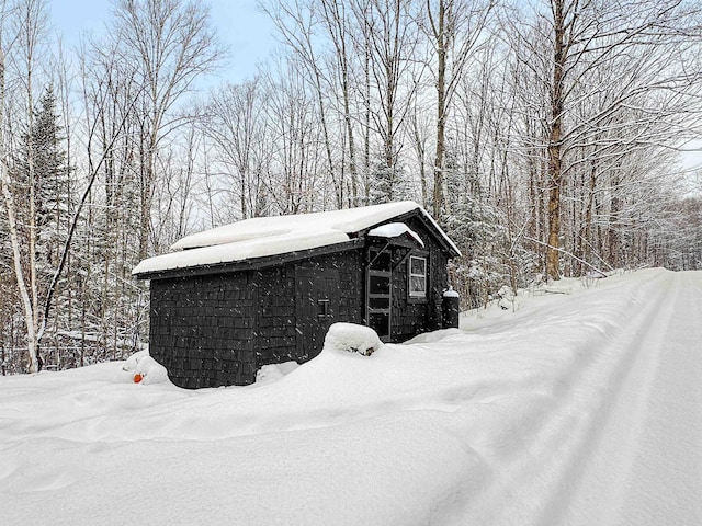 view of snowy exterior