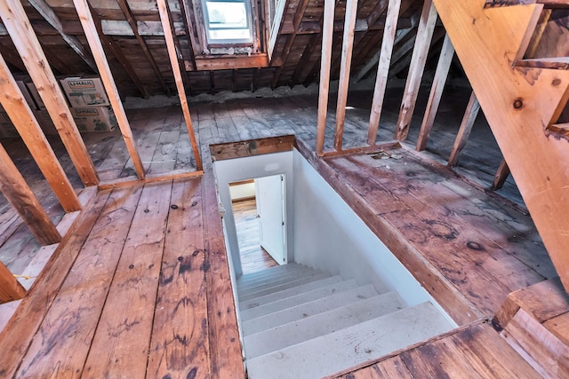 view of unfinished attic