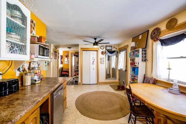 kitchen with dishwasher and ceiling fan