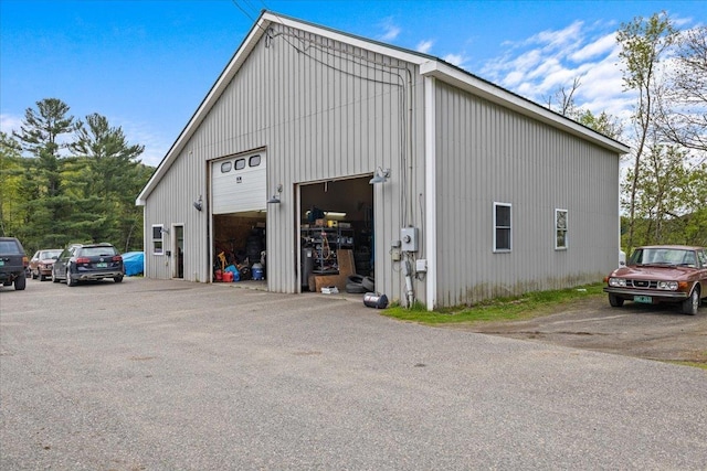 exterior space with a garage