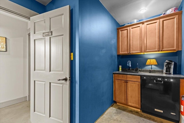 kitchen featuring black dishwasher and sink