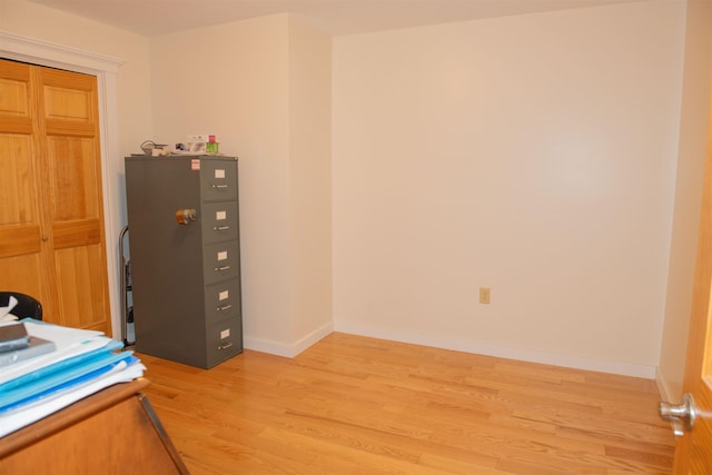 bedroom with light wood-type flooring