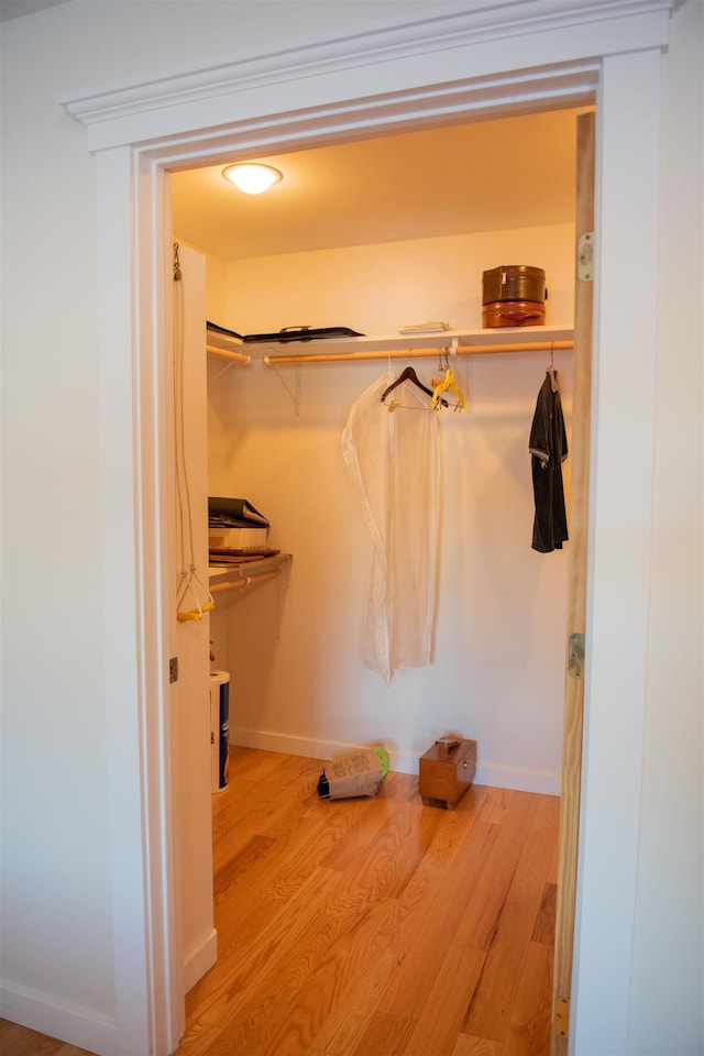 walk in closet featuring light hardwood / wood-style flooring