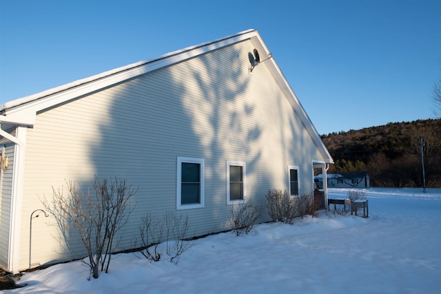 view of snow covered exterior