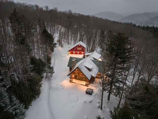 birds eye view of property featuring a mountain view