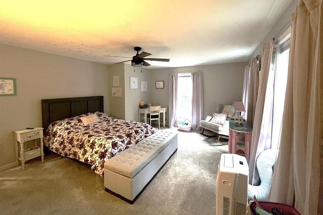 bedroom with carpet flooring and ceiling fan