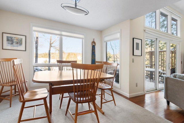 dining area featuring dark hardwood / wood-style floors