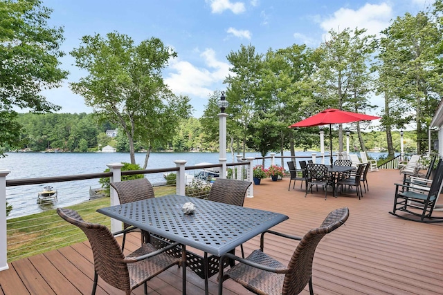 deck with a water view