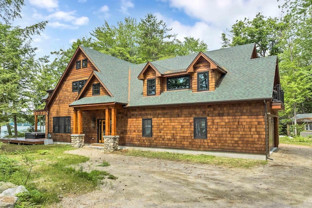 view of log cabin