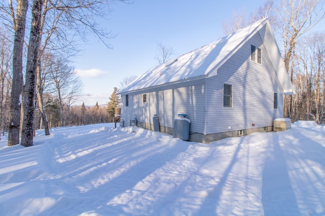 view of snow covered exterior