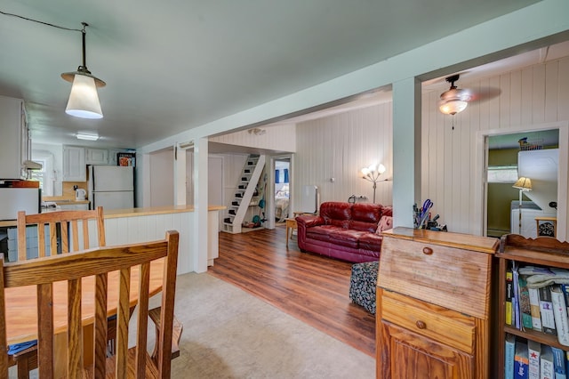 interior space with light hardwood / wood-style flooring and baseboard heating