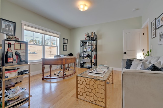 office area featuring light hardwood / wood-style floors