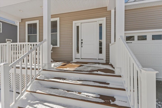 property entrance featuring a garage