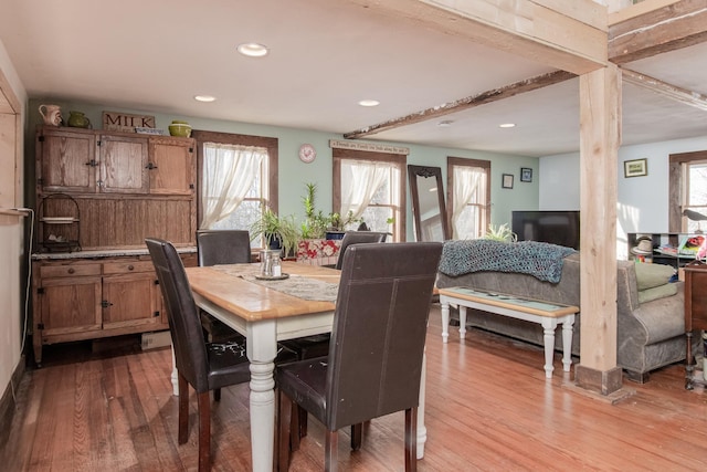 dining area featuring light wood-type flooring