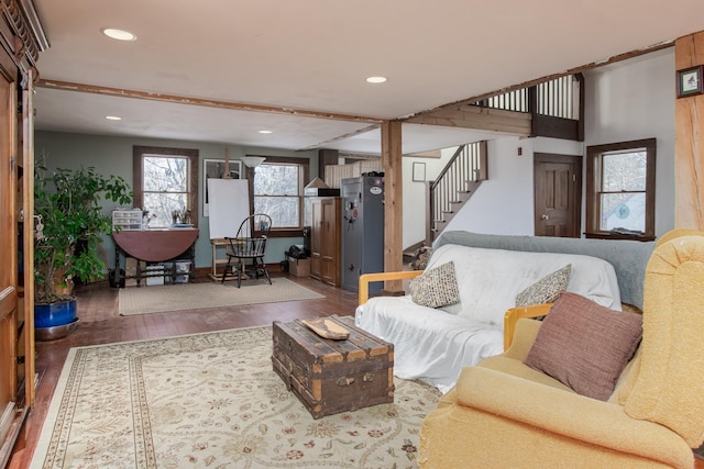 living room with hardwood / wood-style floors