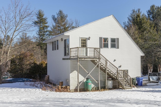 view of snow covered property