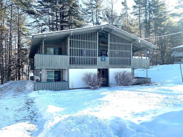 view of snow covered exterior