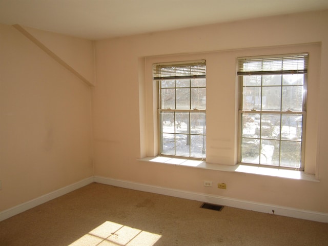 unfurnished room featuring a healthy amount of sunlight and carpet flooring