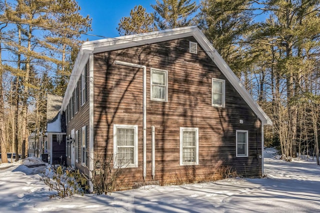 view of snow covered exterior