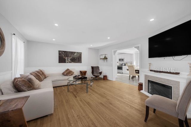 living room featuring light hardwood / wood-style floors