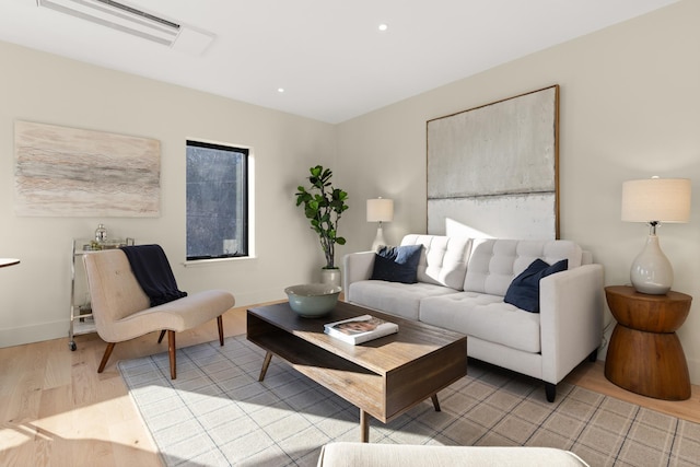 living room featuring light hardwood / wood-style floors